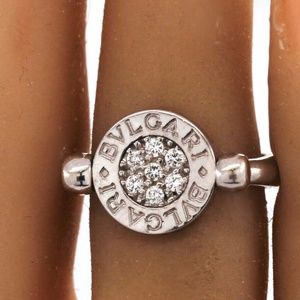 Bulgari 18K White Gold Diamond Onyx Flip Ring SZ3